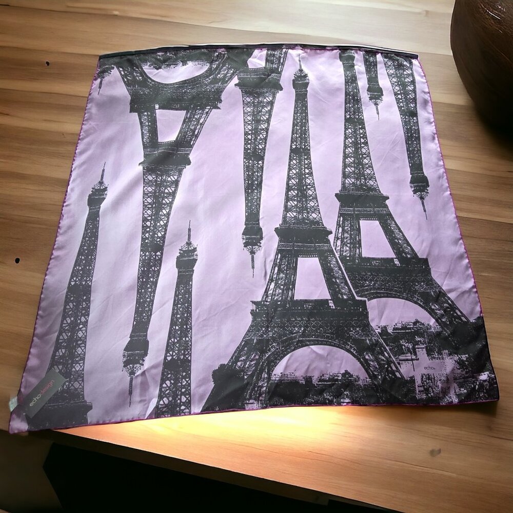 Nwt Echo 100% Silk Scarf With Eiffel Tower - image 3